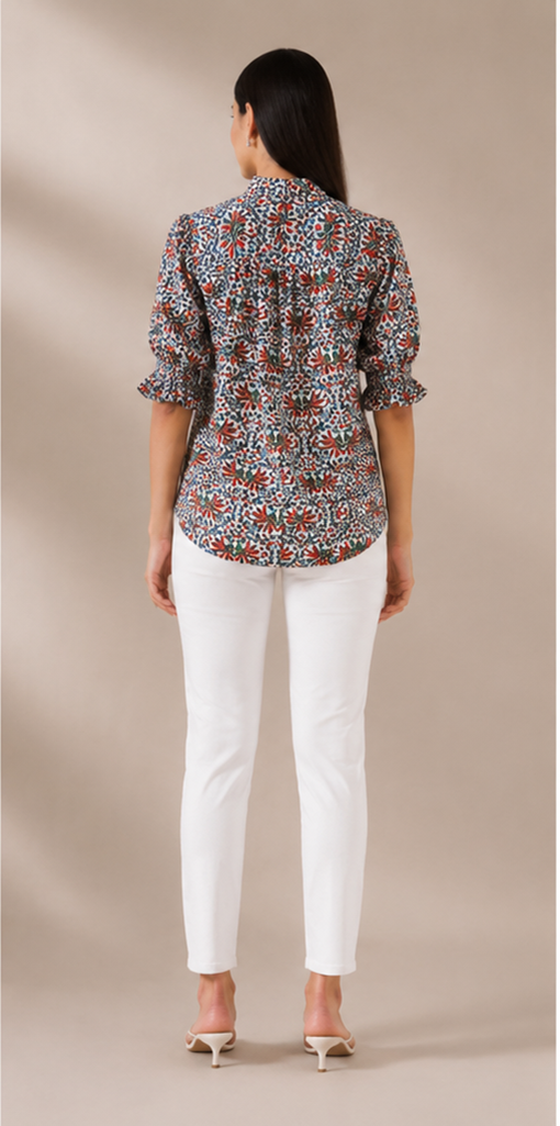Blossom Shirt – Ivory & Rust