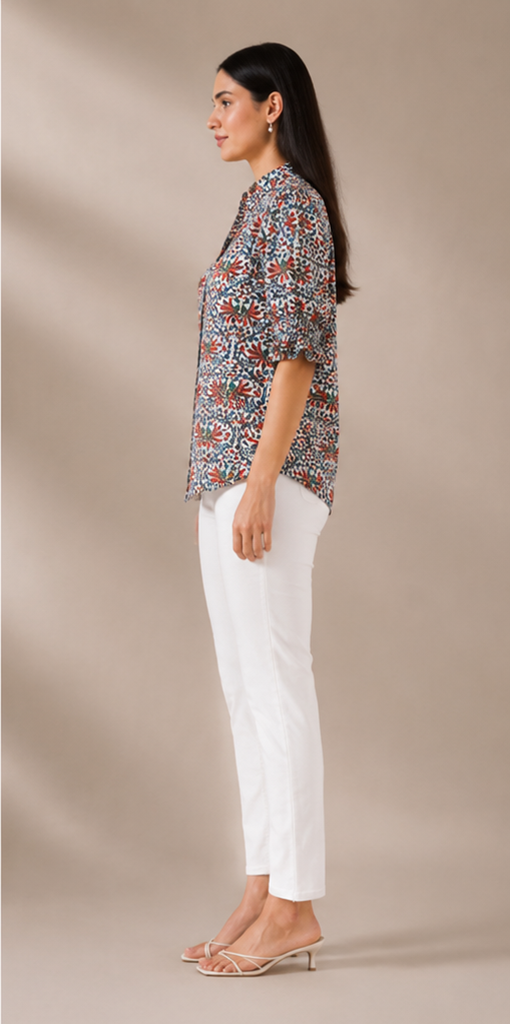 Blossom Shirt – Ivory & Rust