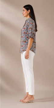 Blossom Shirt – Ivory & Rust