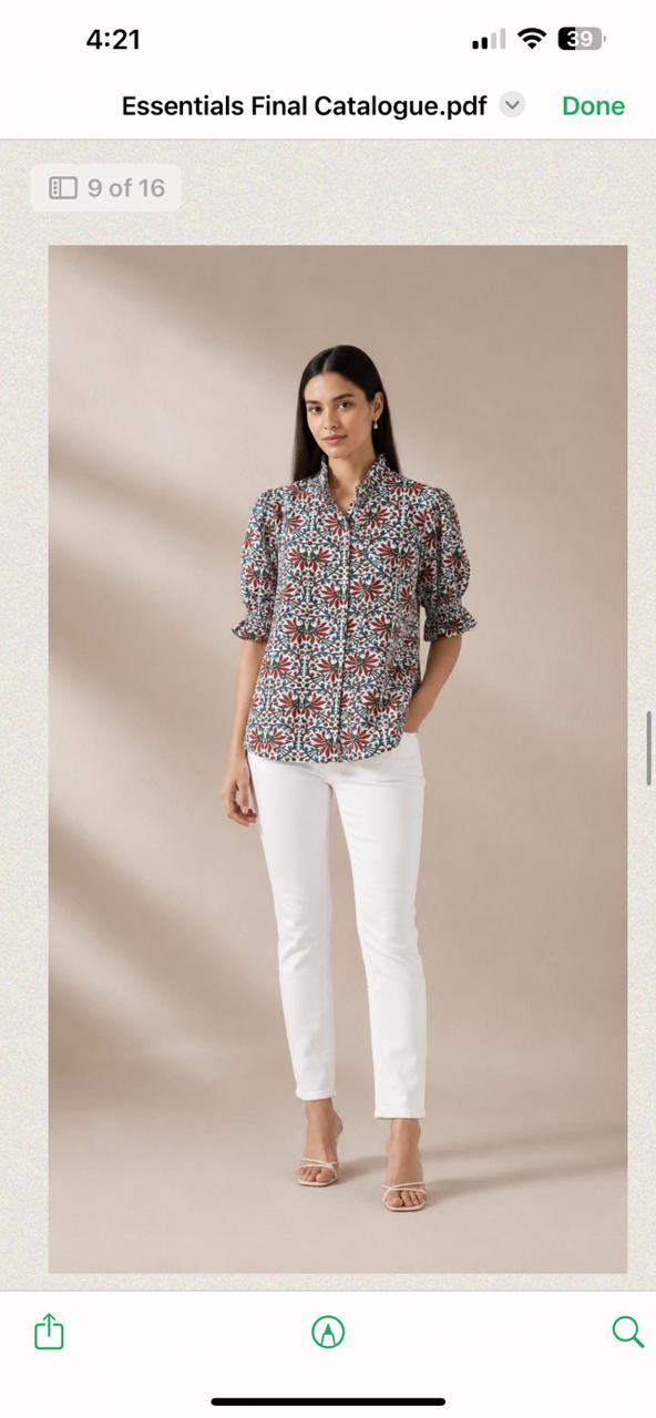 Blossom Shirt – Ivory & Rust