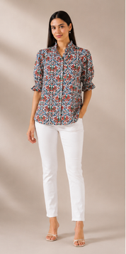 Blossom Shirt – Ivory & Rust