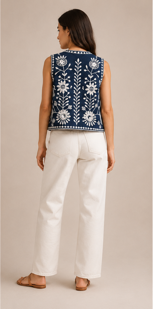 Indigo Bloom Vest – Navy Blue