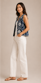 Indigo Bloom Vest – Navy Blue
