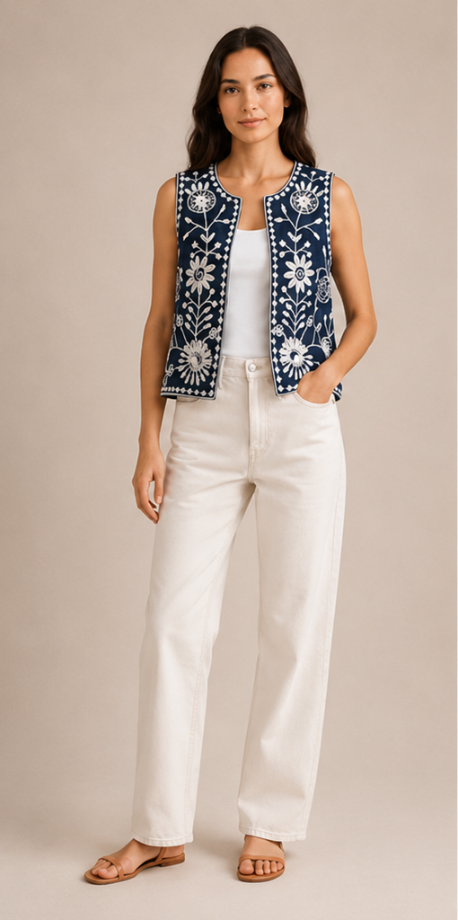 Indigo Bloom Vest – Navy Blue
