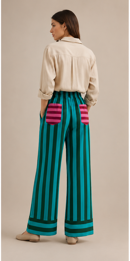 Lagoon Stripe Pants – Turquoise