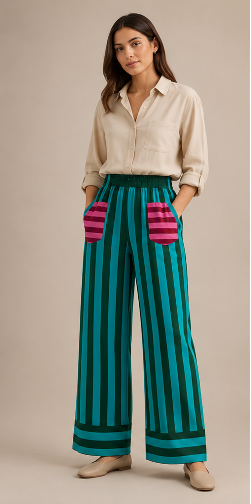 Lagoon Stripe Pants – Turquoise