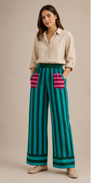 Lagoon Stripe Pants – Turquoise