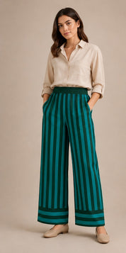 Lagoon Stripe Pants – Turquoise