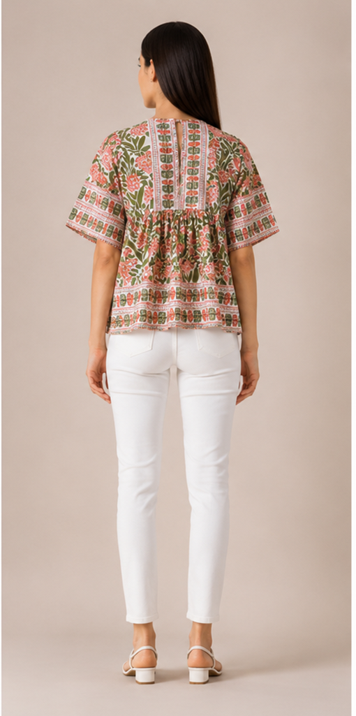Meadow Top – Pink & Green