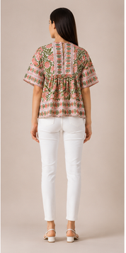 Meadow Top – Pink & Green