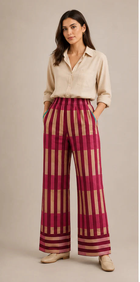 Sunset Stripe Pants – Magenta
