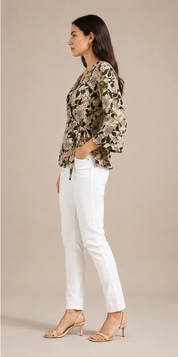 Willow Wrap Top – Beige & Olive
