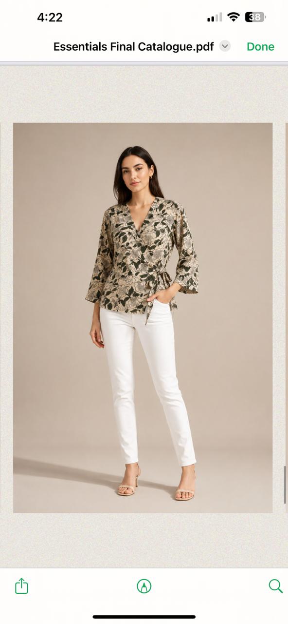 Willow Wrap Top – Beige & Olive