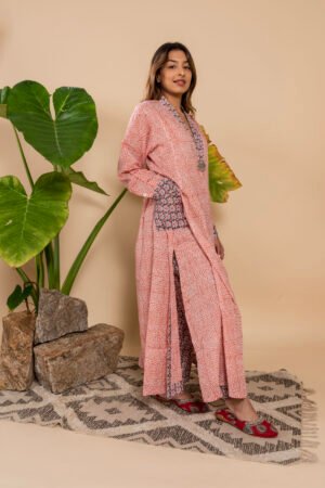 Co-ord Pink Rashidi Set with side pocket