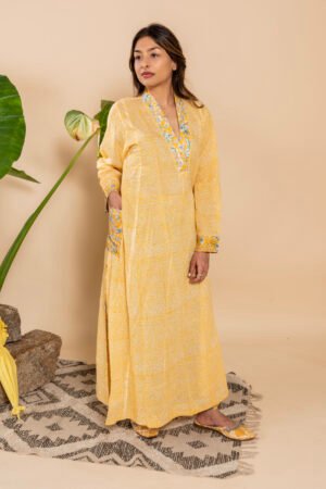 Co-ord Yellow Rashidi Set with side pocket